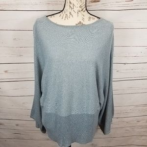 Lane Bryant Metallic Silver Cape Sleeve Top 14/16